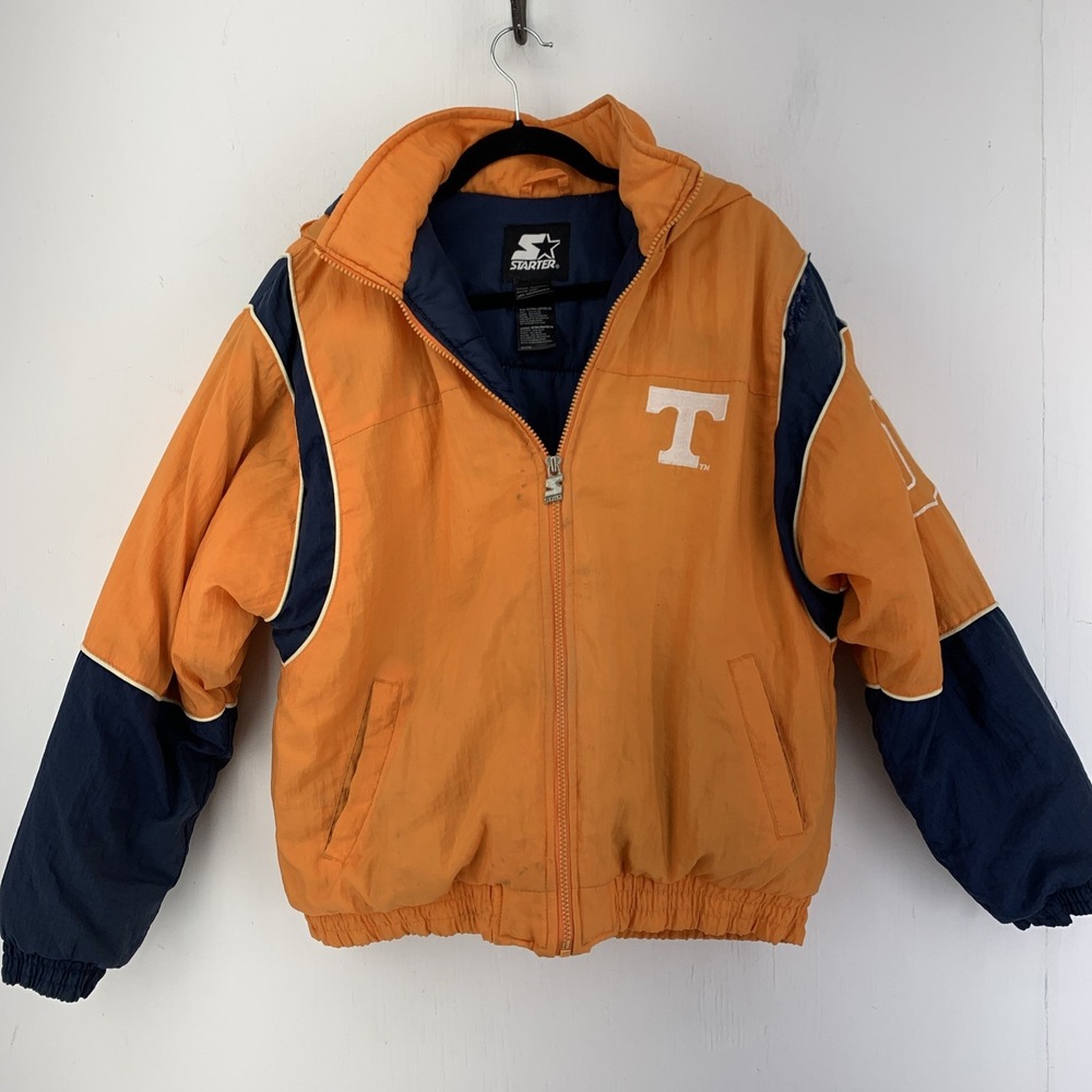 Vintage 90's Starter Jacket BOYS XL Vols Football Quilted Puffer Hood FLAWS